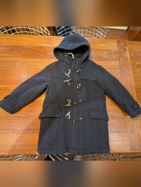 Gap Kids Navy Wool Hooded Duffle Toggle Coat Kids 6-7 Small